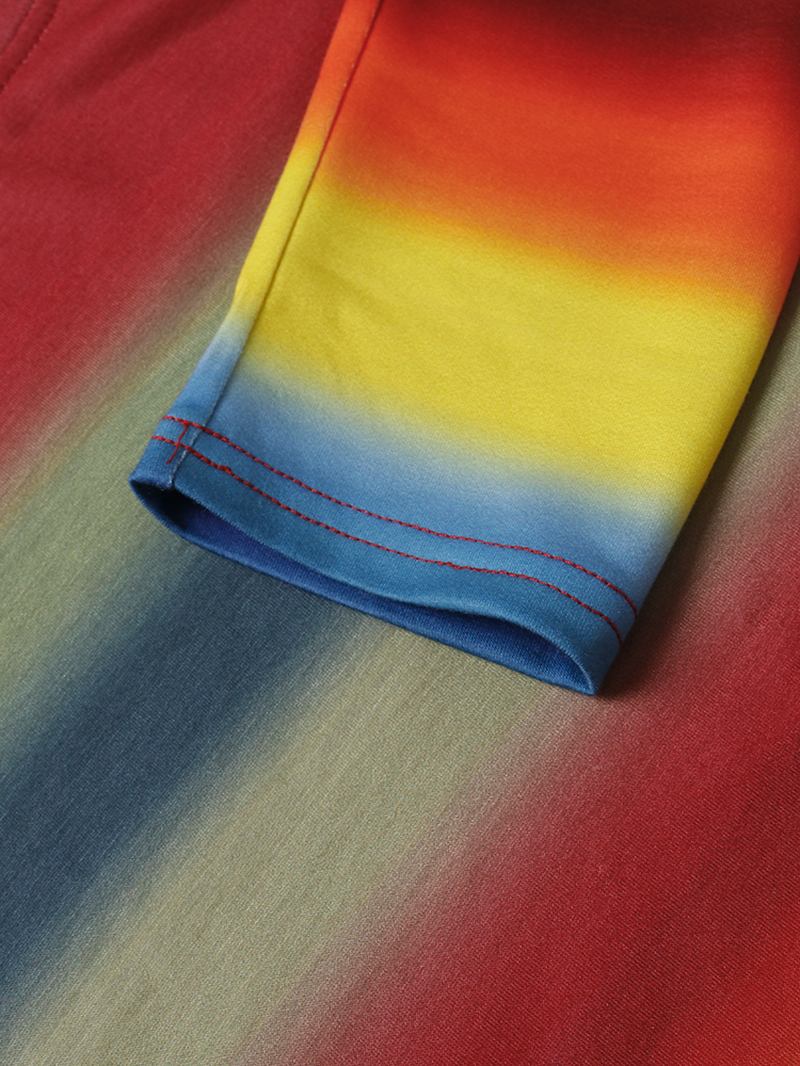 Kvinnor Multi Färg Ombre Randig O-hals Raglan Ärmar Casual Sweatshirts
