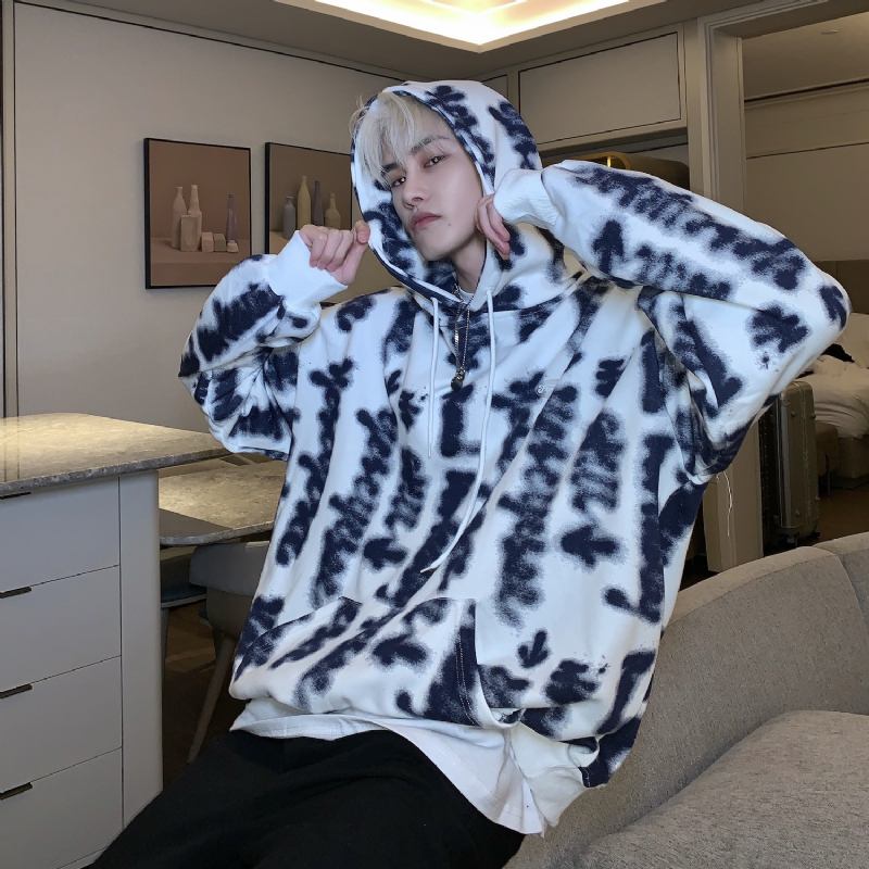 Lös Tröja Med Koreansk Bokstavsdesign Lös Tröja Med Koreansk Bokstavsdesign