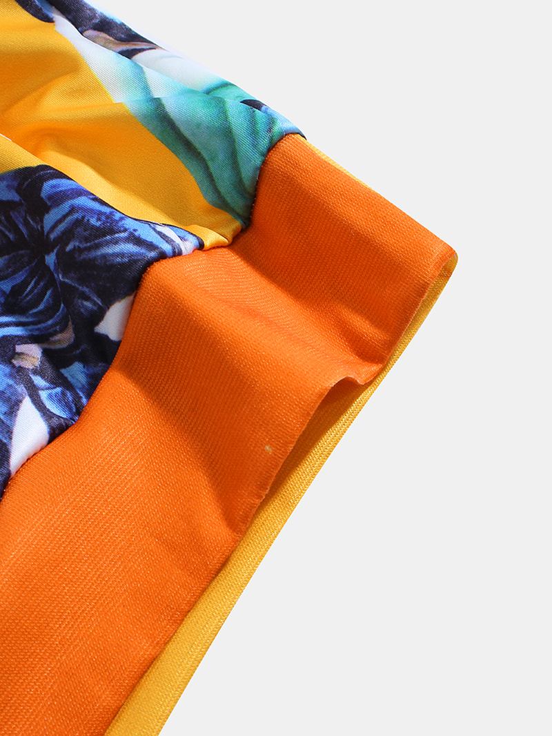 Män Djur & Landskap Med Tryck Patchwork Hoodies Med Dragsko Med Känguruficka