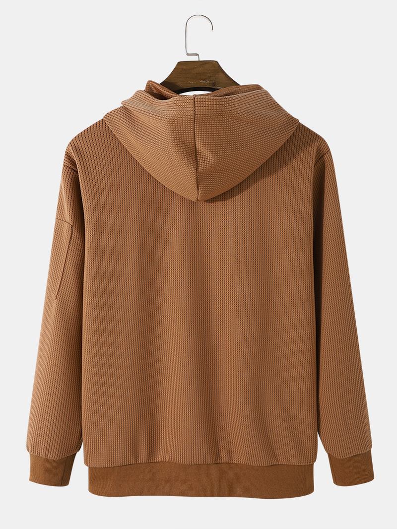 Män Solid Side Pocket Dragkedja Hood Sweatshirts