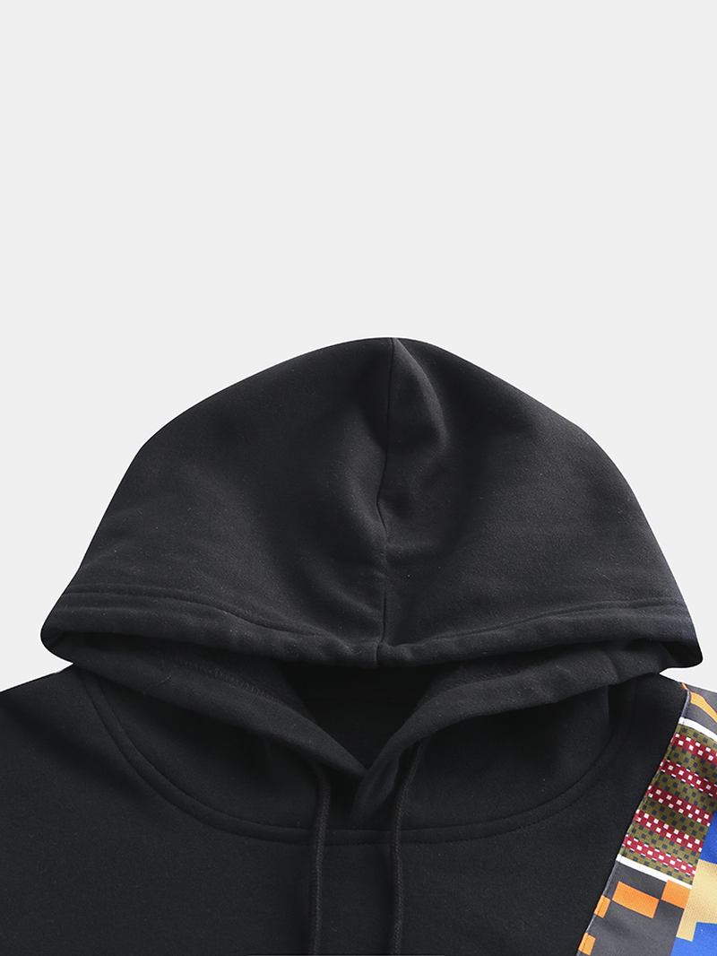 Modemönster För Herrtryckning Hooded Dragstring Långärmad Casual Sweatshirt