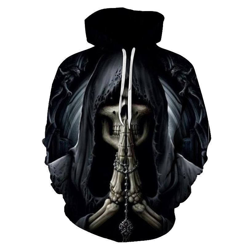 Skull 3d-utskrift Hooded Pocket Pullover Sweater Nanchao Hoodie Herrpersonlighet Tillverkare
