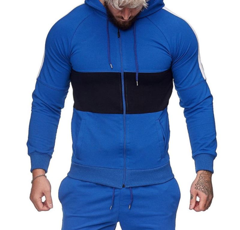 Slim Sport Cardigan Tröja För Män Färgblock Mode Casual Jacka Toppar