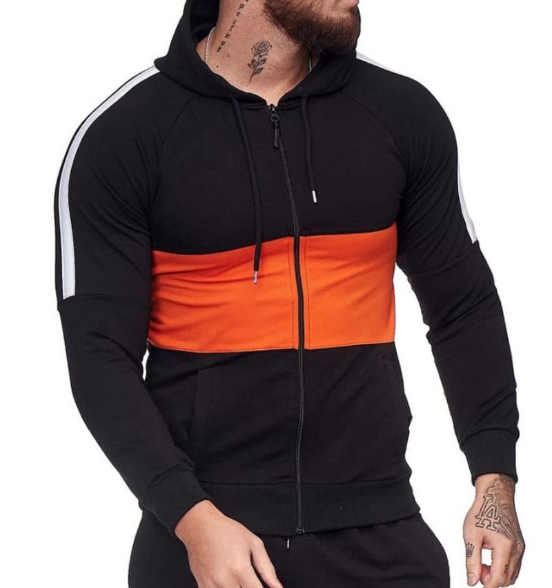 Slim Sport Cardigan Tröja För Män Färgblock Mode Casual Jacka Toppar