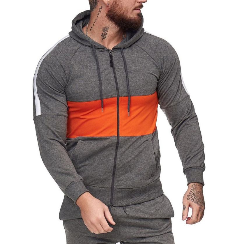 Slim Sport Cardigan Tröja För Män Färgblock Mode Casual Jacka Toppar