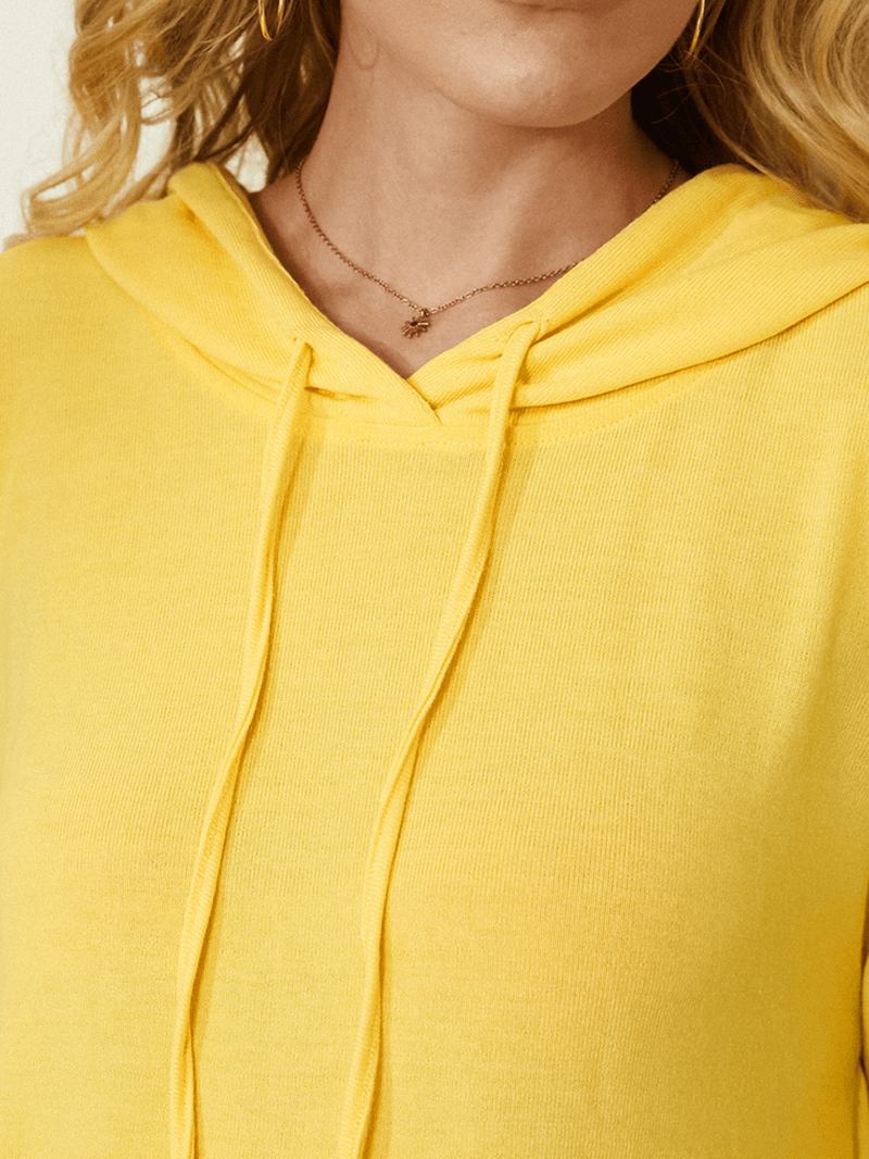 Tecknad Katt Blomma Med Tryck Sidoknapp Dragsko Böjd Fåll Pullover Hoodie För Kvinnor