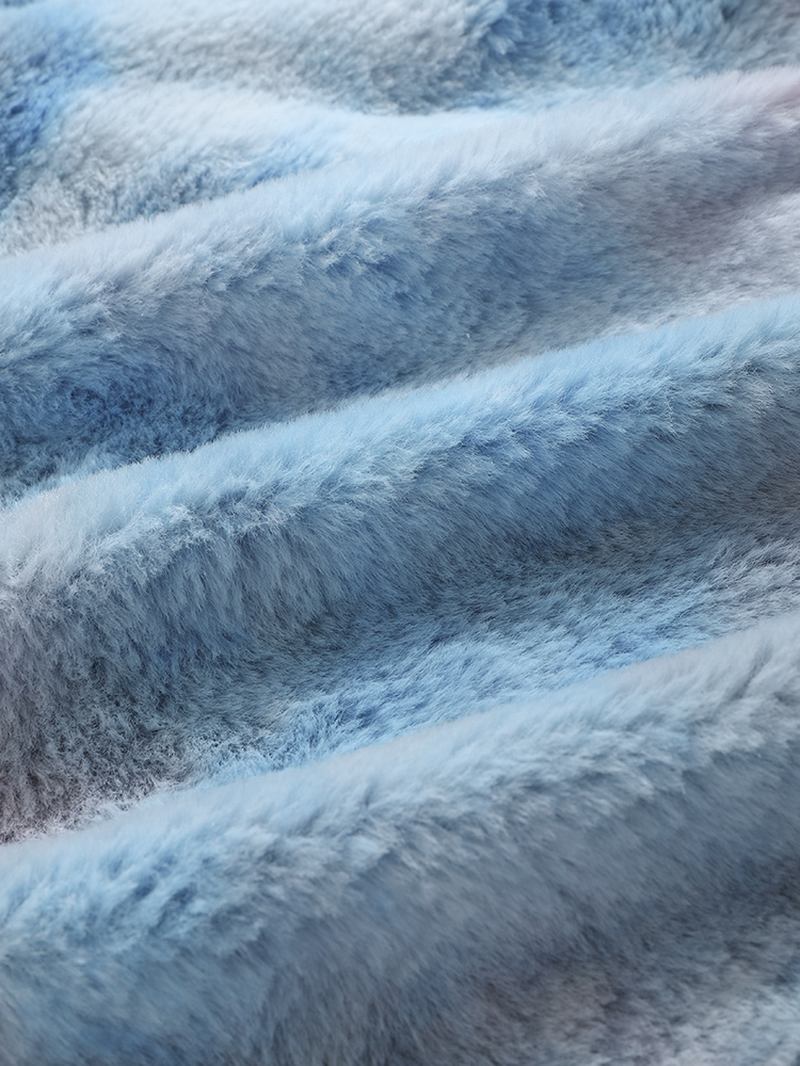 Tie-dye Plysch Fluffy Long Sleeve Teddy Hoodies Med Ficka