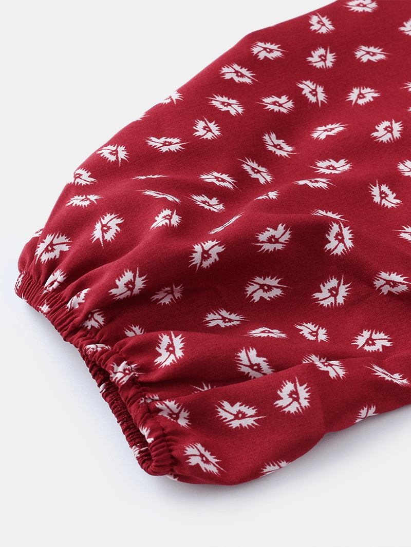 Chiffong Polka Dot Med Tryck Split Långärmad Causal Klänning