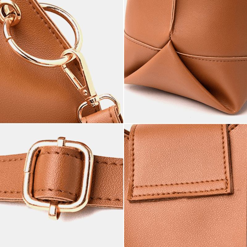 3 St Pu-läder Vintage Solid Plånbok Med Stor Kapacitet Clutchväska Telefonväska Handväska Crossbody-väska Axelväska