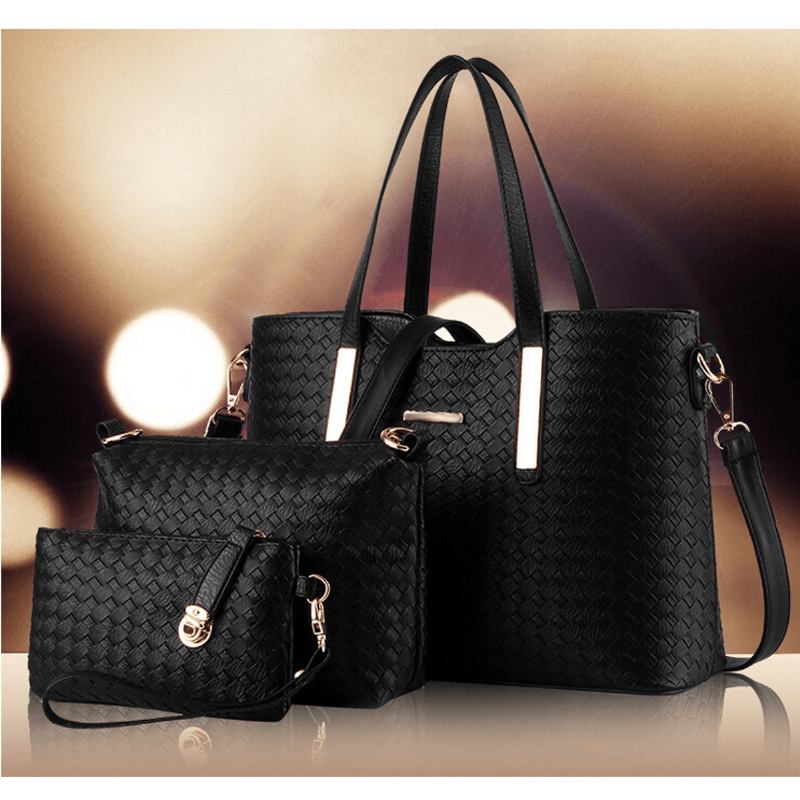 3st/set Kvinnor Läderväska Handväska Shoulder Messenger Crossbody Bag