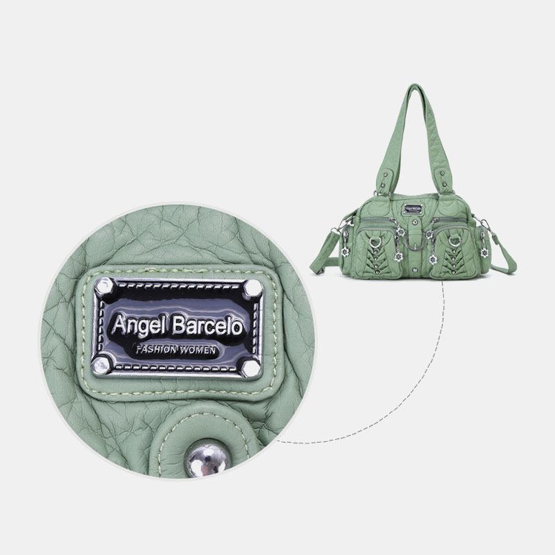 Angel Kiss Kvinnor Pu-läder Multi-carry Enfärgad Mode Casual Axelväska Crossbody Bag Handväska
