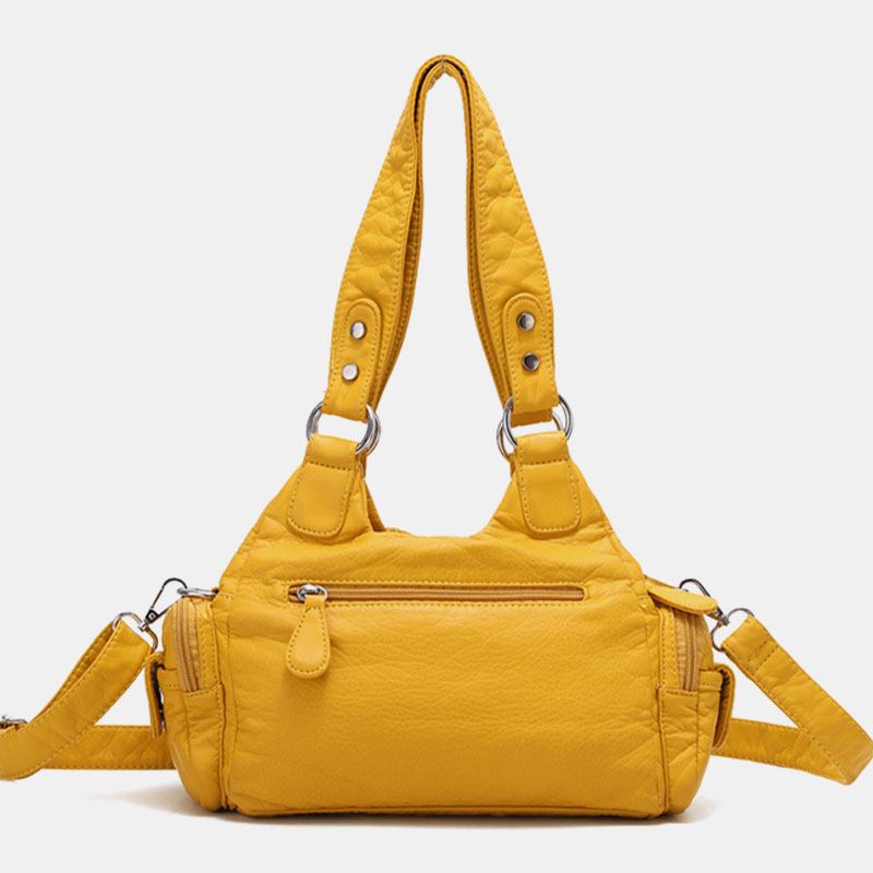 Angel Kiss Kvinnor Pu Läder Vintage Multi-pocket Convertible Anti-theft Crossbody Bag Axelväska Handväska