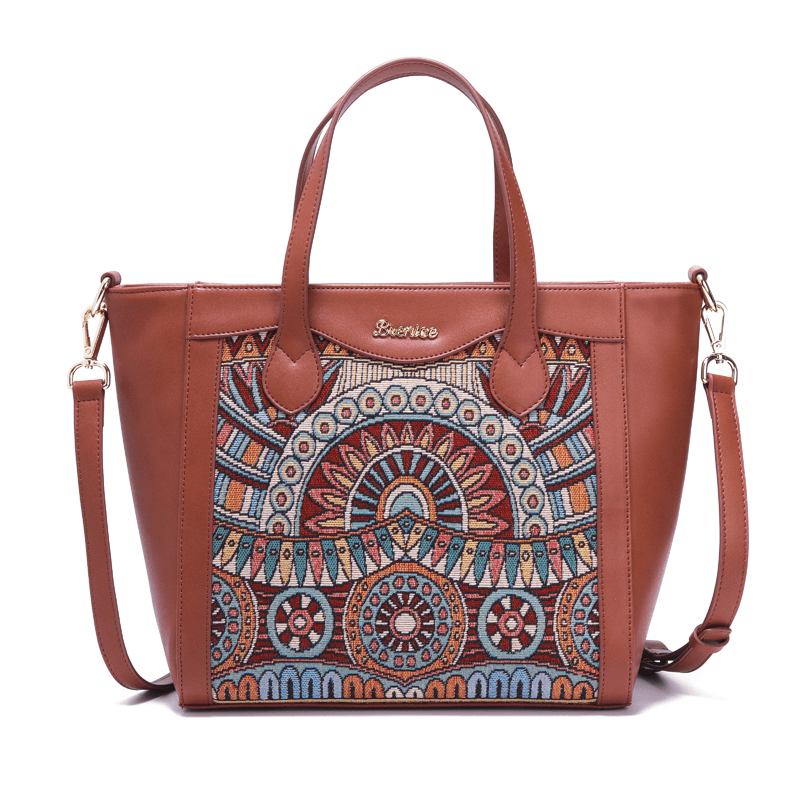 Broderi Tote Handväskor Blommor Handväskor