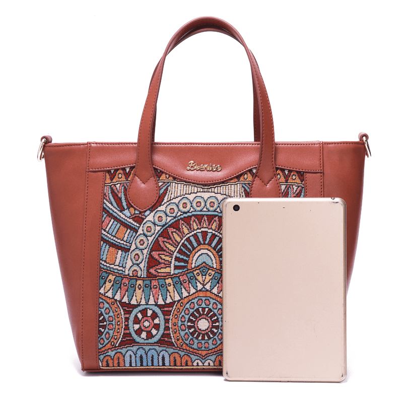 Broderi Tote Handväskor Blommor Handväskor
