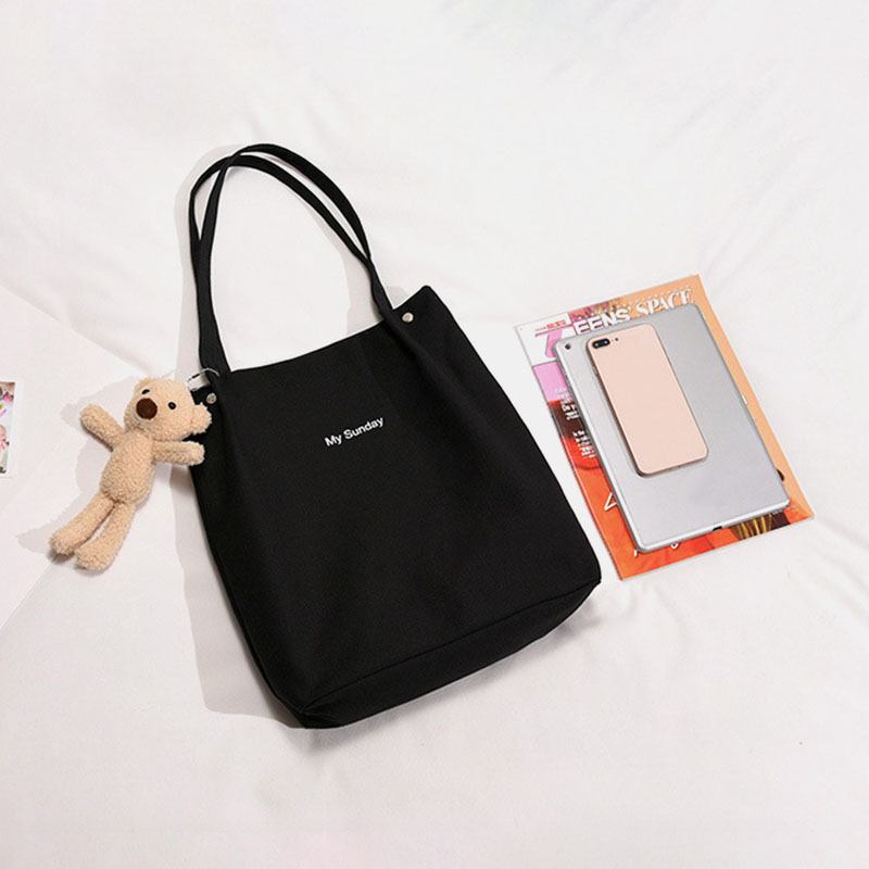 Dam Casual Canvas Vattentät Handväska Bokstavsmönster Shoppingväska Magnetisk Snap Doll Accessoarer Tote Axelväska