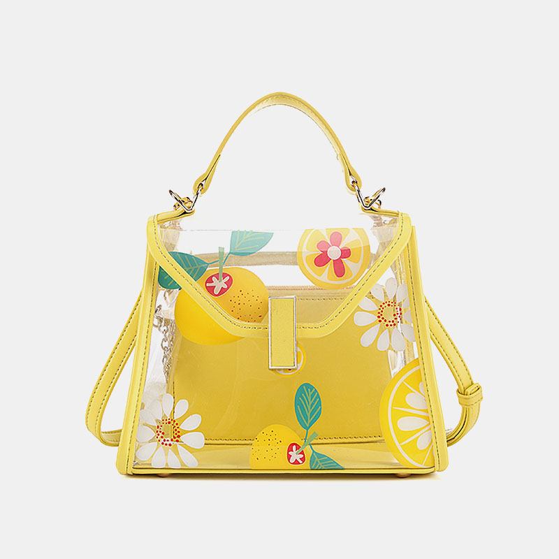 Dam Twist Lock 2st Frukt Transparent Crossbody Bag Handväska