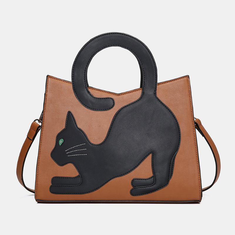Dammode Söt Kattmönster Patchwork Handväska