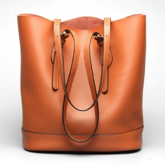 Kvinnor Handväska I Äkta Läder High End Tote Bag Bucket Bag
