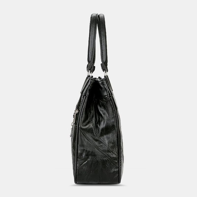 Kvinnor I Äkta Läder Patchwork Målad Tygväska Multi-pocket Handväskor Med Stor Kapacitet Vintage Crossbody-väskor