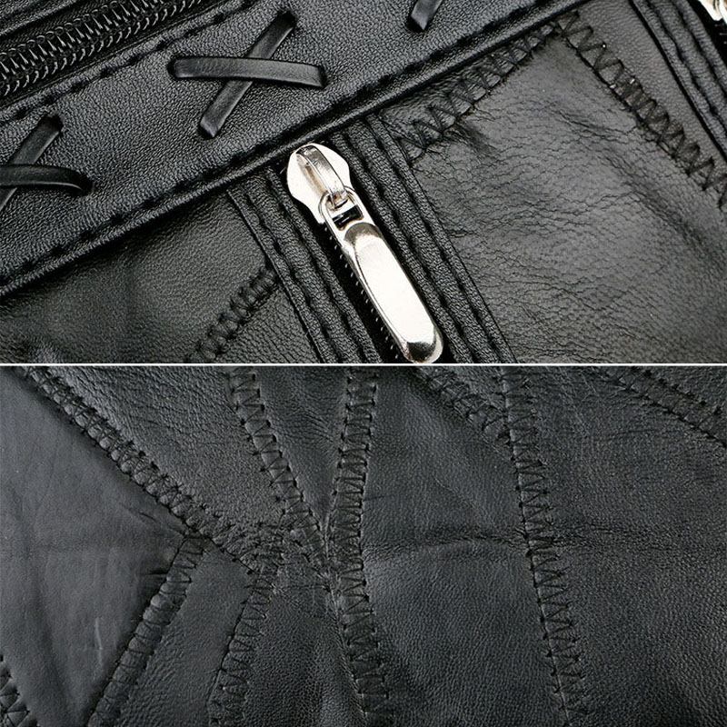 Kvinnor I Äkta Läder Patchwork Målad Tygväska Multi-pocket Handväskor Med Stor Kapacitet Vintage Crossbody-väskor