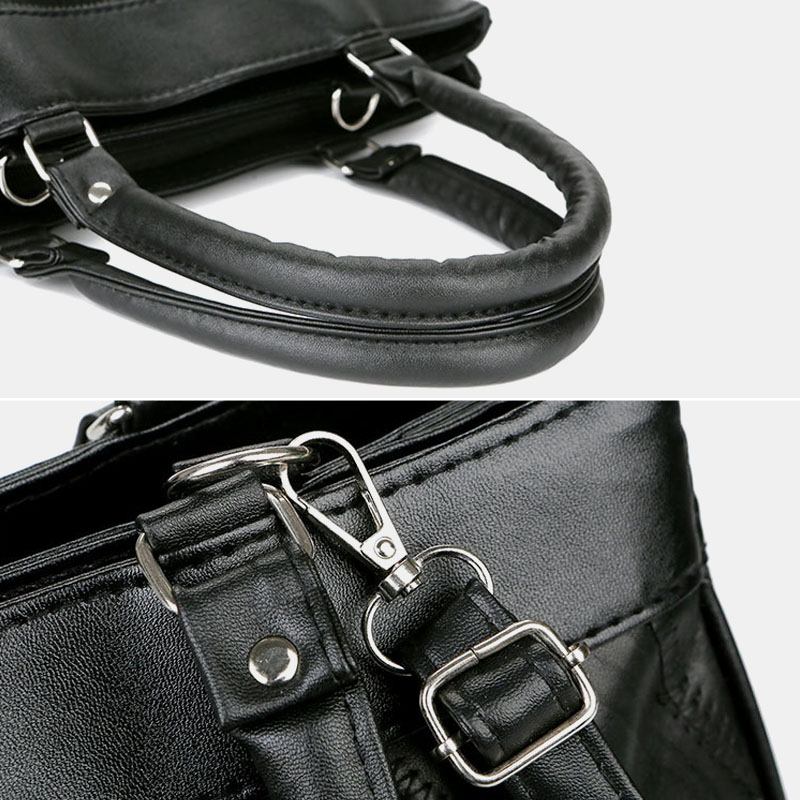 Kvinnor I Äkta Läder Patchwork Målad Tygväska Multi-pocket Handväskor Med Stor Kapacitet Vintage Crossbody-väskor