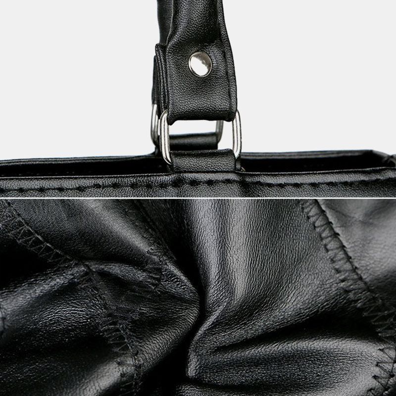 Kvinnor I Äkta Läder Patchwork Målad Tygväska Multi-pocket Handväskor Med Stor Kapacitet Vintage Crossbody-väskor
