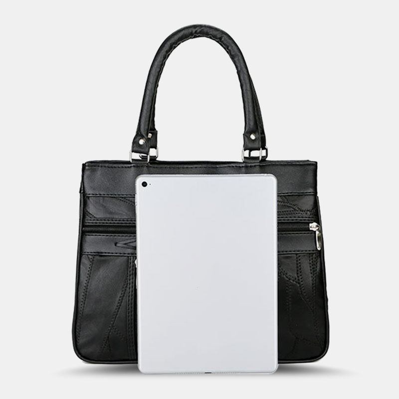 Kvinnor I Äkta Läder Patchwork Målad Tygväska Multi-pocket Handväskor Med Stor Kapacitet Vintage Crossbody-väskor
