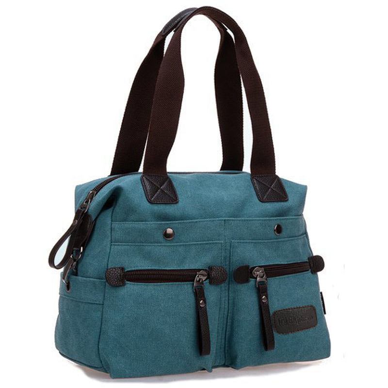 Kvinnor Män Canvas Multi Pocket Handväskor Casual Kudde Shoulder Crossbody Väskor