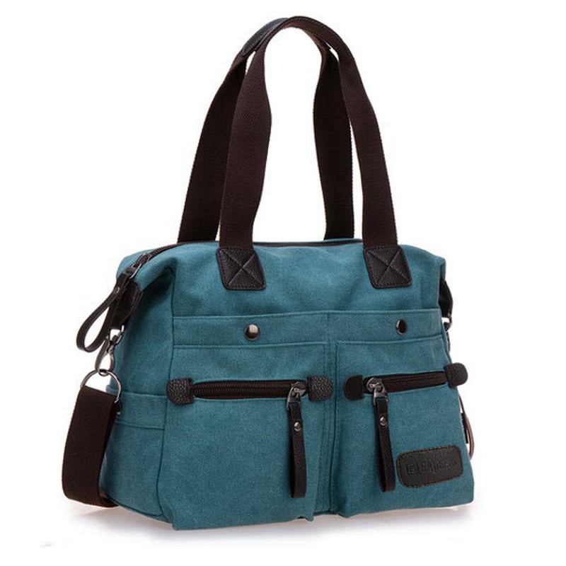 Kvinnor Män Canvas Multi Pocket Handväskor Casual Kudde Shoulder Crossbody Väskor