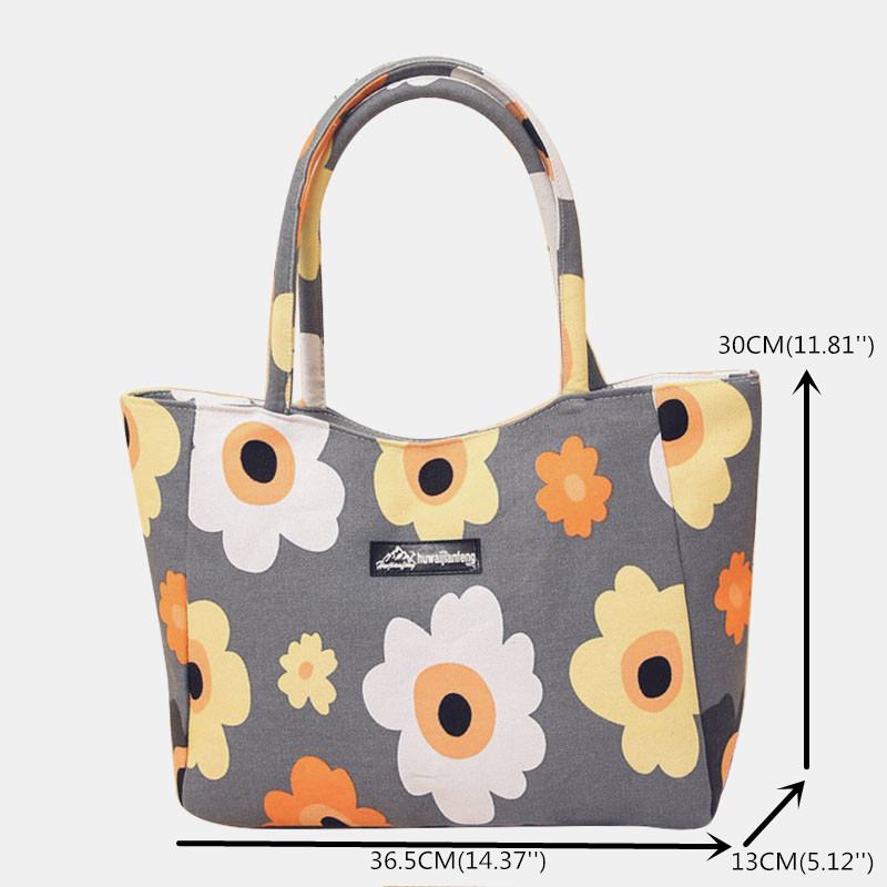 Kvinnor Med Stor Kapacitet Vattentät Blommor Stripe Handväska Tote
