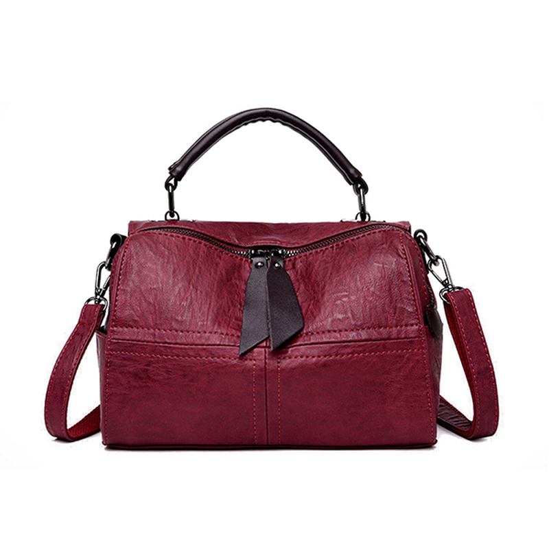 Kvinnor Mjukt Läder Crossbody Bag Stitching Leisure Handväska