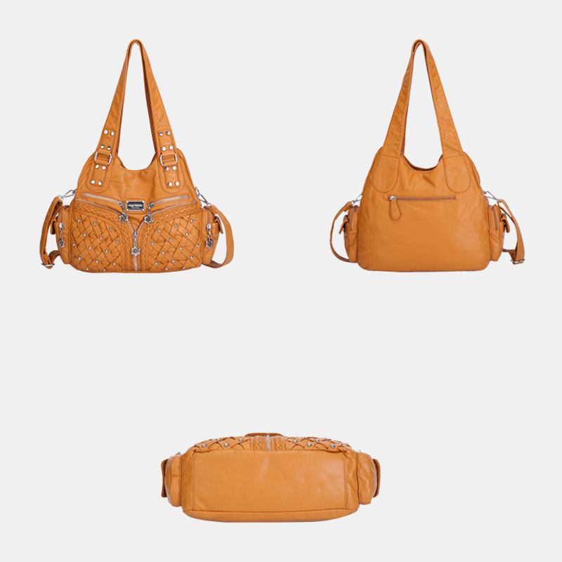Kvinnor Multi-pocket Vattentät Vävd Hårdvara Crossbody Bag Axelväska Handväska Tote