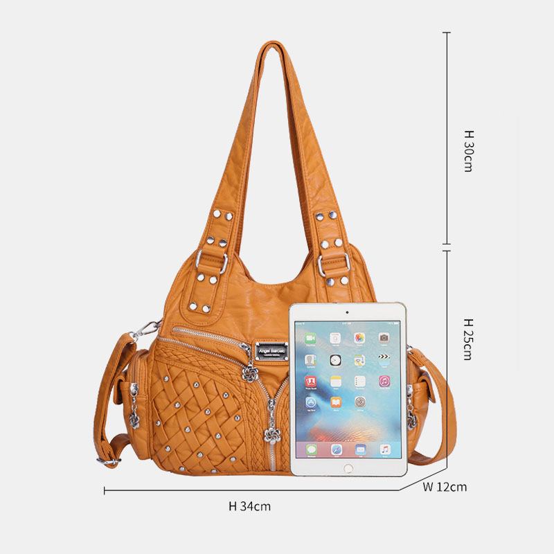 Kvinnor Multi-pocket Vattentät Vävd Hårdvara Crossbody Bag Axelväska Handväska Tote