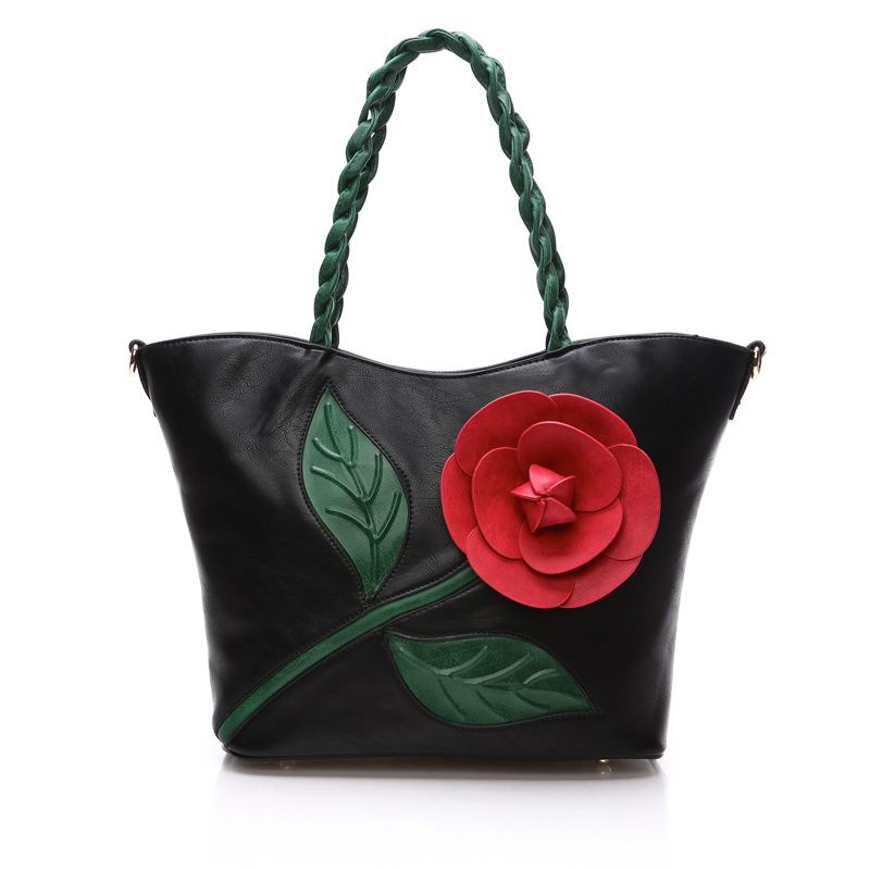 Kvinnor Multifunktionell Pu-läder Vintage Solid Rose Handväska