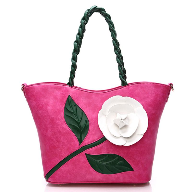 Kvinnor Multifunktionell Pu-läder Vintage Solid Rose Handväska