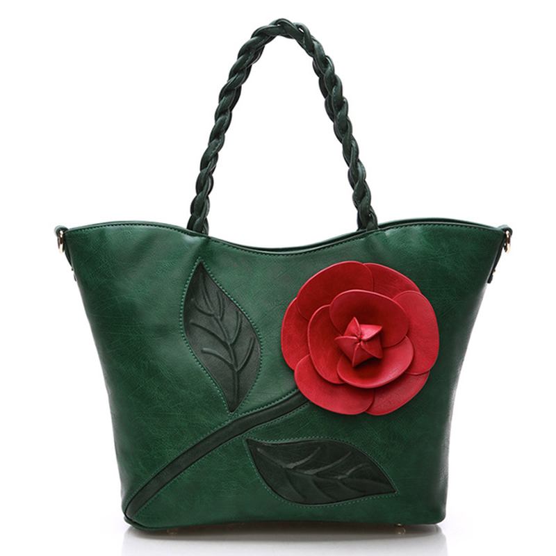 Kvinnor Multifunktionell Pu-läder Vintage Solid Rose Handväska