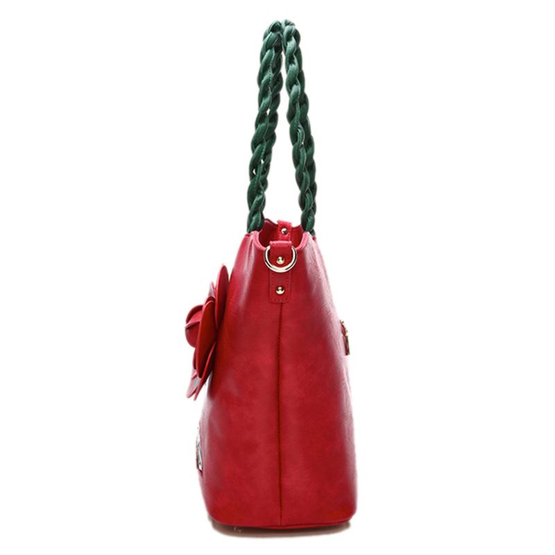 Kvinnor Multifunktionell Pu-läder Vintage Solid Rose Handväska