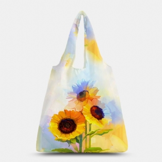 Kvinnor Nylon Tie Dye Solrosmönster Med Tryck Sommarväska Axelväska Handväska Tote