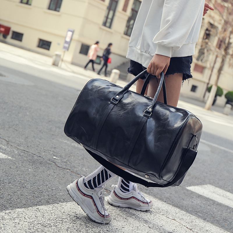 Kvinnor Och Män Läder Retro Handväska Med Stor Kapacitet Business Bagageväska Axelväska Crossbody-väska