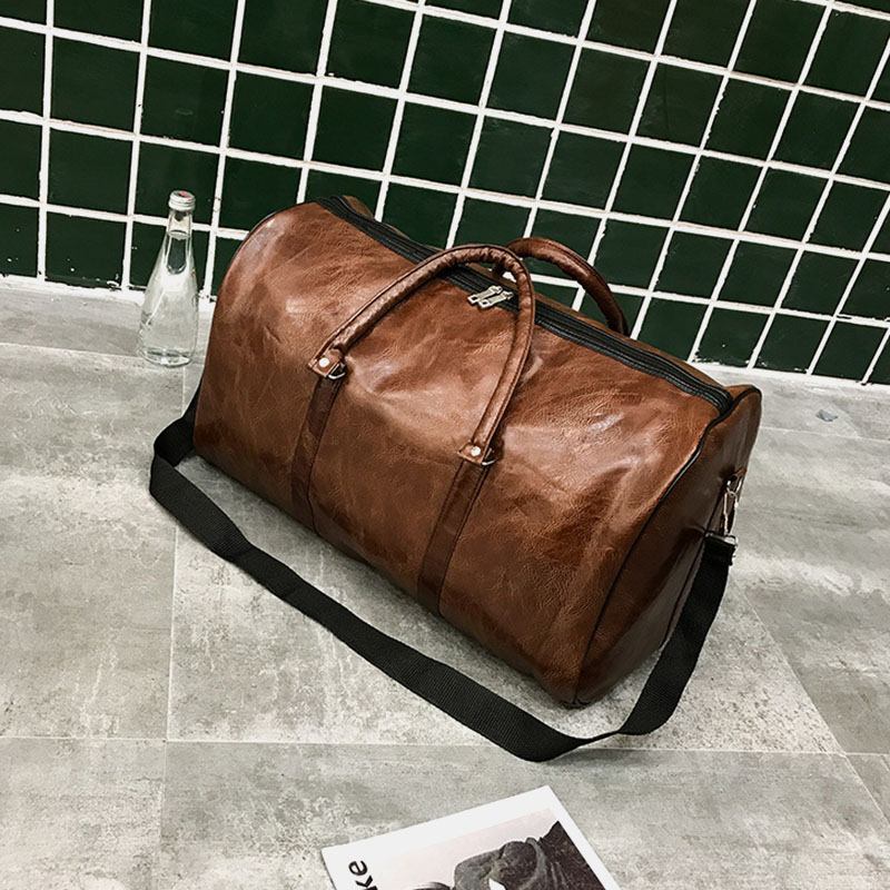 Kvinnor Och Män Läder Retro Handväska Med Stor Kapacitet Business Bagageväska Axelväska Crossbody-väska