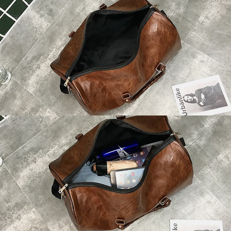 Kvinnor Och Män Läder Retro Handväska Med Stor Kapacitet Business Bagageväska Axelväska Crossbody-väska
