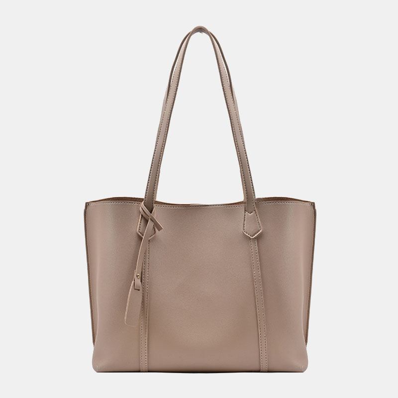 Kvinnor Pu-läder Stor Kapacitet Casual Brief Tote Axelväska Handväska