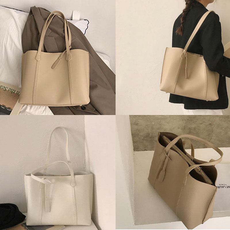 Kvinnor Pu-läder Stor Kapacitet Casual Brief Tote Axelväska Handväska