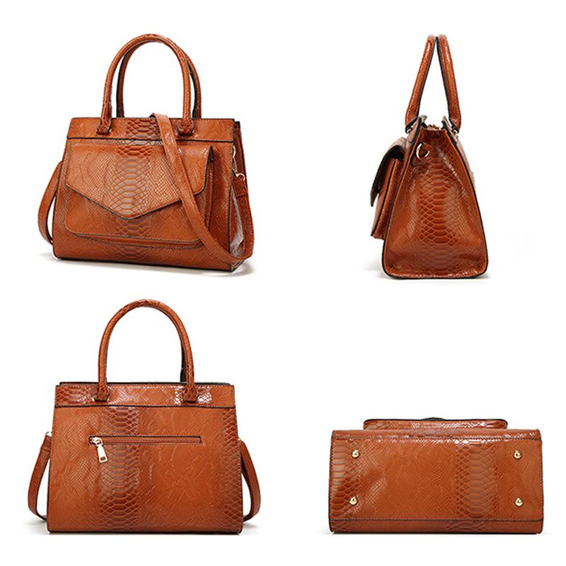 Kvinnor Snake Pattern Tote Bag Casual Crossbody Bag Handväska Med Stor Kapacitet
