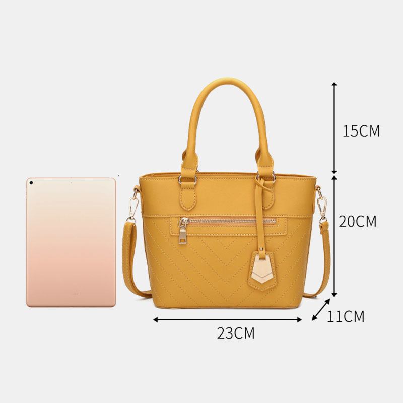 Kvinnor Solid Multi-pocket Commuter Satchel Crossbody Bag Axelväska Handväska