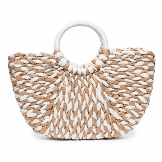 Kvinnor Sommar Halmväska Handväska Outdoor Casual Väska Handtag Satchel