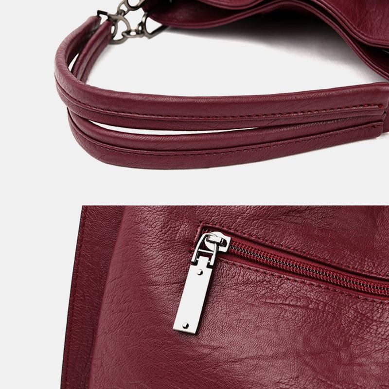 Kvinnor Stor Kapacitet Solid Tofs Tote Bag Crossbody Bag Handväska