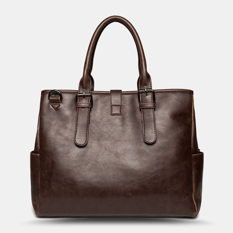 Män Vattentät Portfölj Handväska Med Stor Kapacitet Retro 14 Tums Laptopväska Crossbody-väska Axelväska