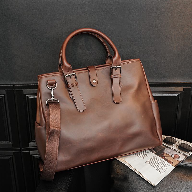 Män Vattentät Portfölj Handväska Med Stor Kapacitet Retro 14 Tums Laptopväska Crossbody-väska Axelväska