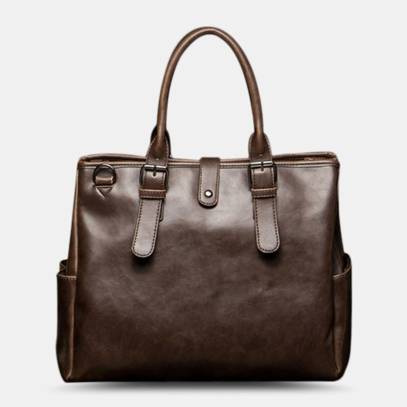 Män Vattentät Portfölj Handväska Med Stor Kapacitet Retro 14 Tums Laptopväska Crossbody-väska Axelväska